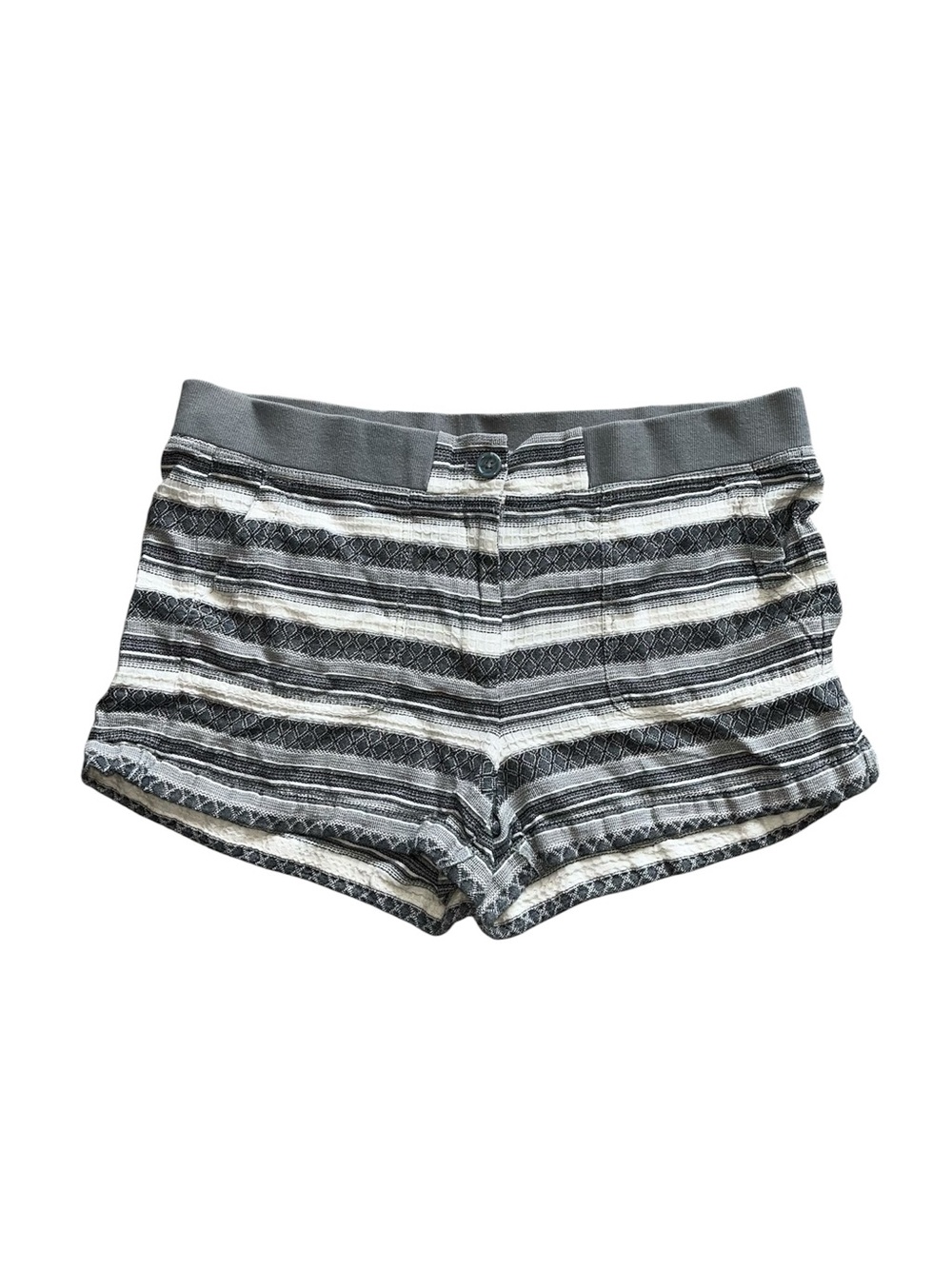 Loft Shorts Women’s Size 12 Pocket Zippered 100% Cotton Elastic Waist Gray White